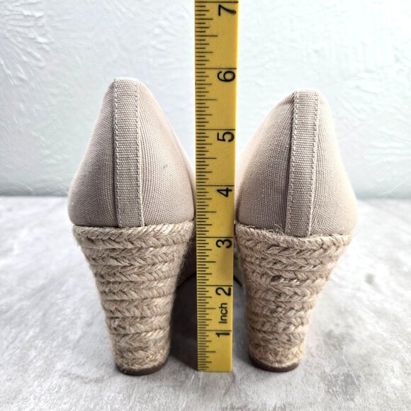 J. Crew Espadrille Wedge Pumps Tan Minimalist Platform Preppyt Slip On Shoes 9.5 - Picture 4 of 13